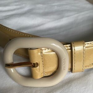 Prada Beige and Gold Women's Belt